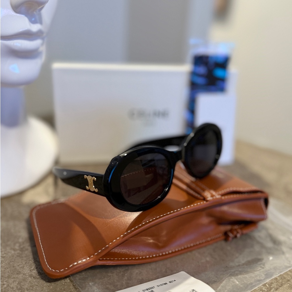 Celine Black Sunglasses with Gold Logo CL40194